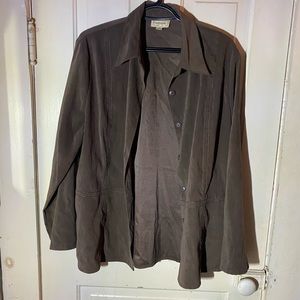 Faux Suede button up blouse